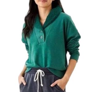 American Eagle Green sweatshirt Sz L Sherpa collar Super Soft Goblin Gremlincore